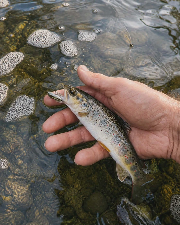 Image d'une truite dans une rivière